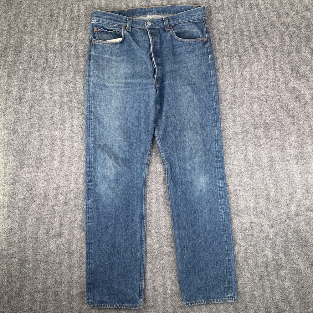 VTG 80s Levis 501 Jeans Mens FITS 34x34 Blue Faded Denim STF 0000 Made in USA